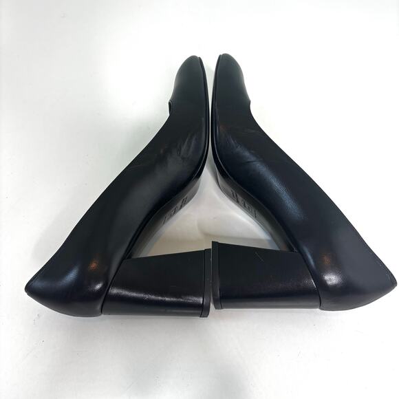 Stuart Weitzman Black Leather Block Heel Pump Rounded Square Toe 10 - Picture 6 of 8